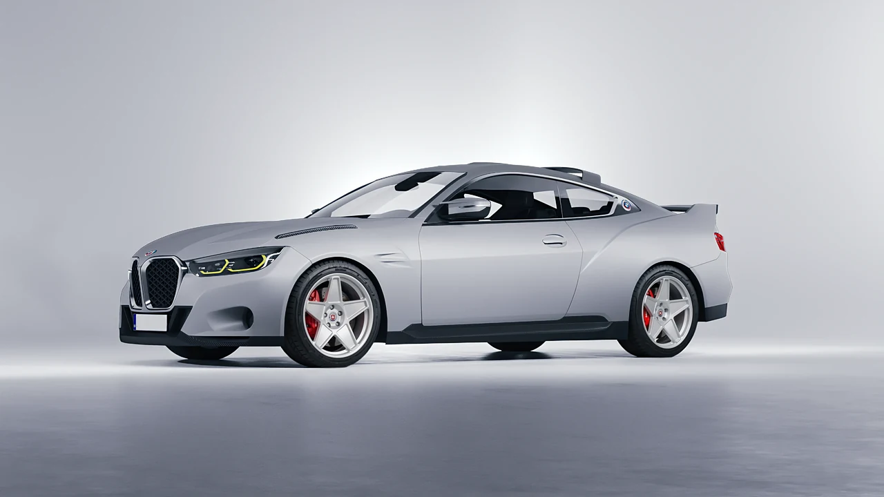 BMW 3.0 CSL 2023 on HRE Performance Wheels 505M forged wheels, front three-quarter view