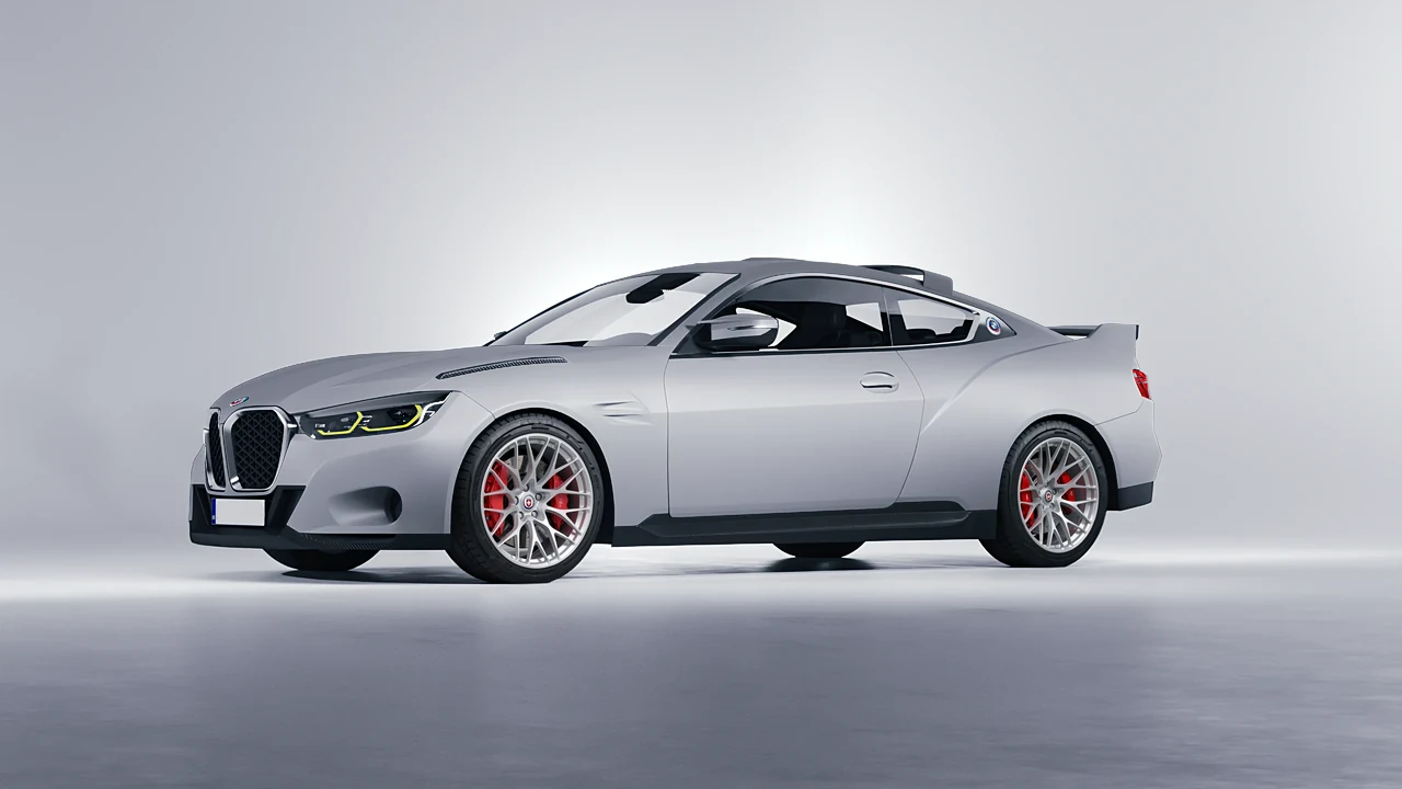 BMW 3.0 CSL 2023 on HRE Performance Wheels 520M forged wheels, front three-quarter view