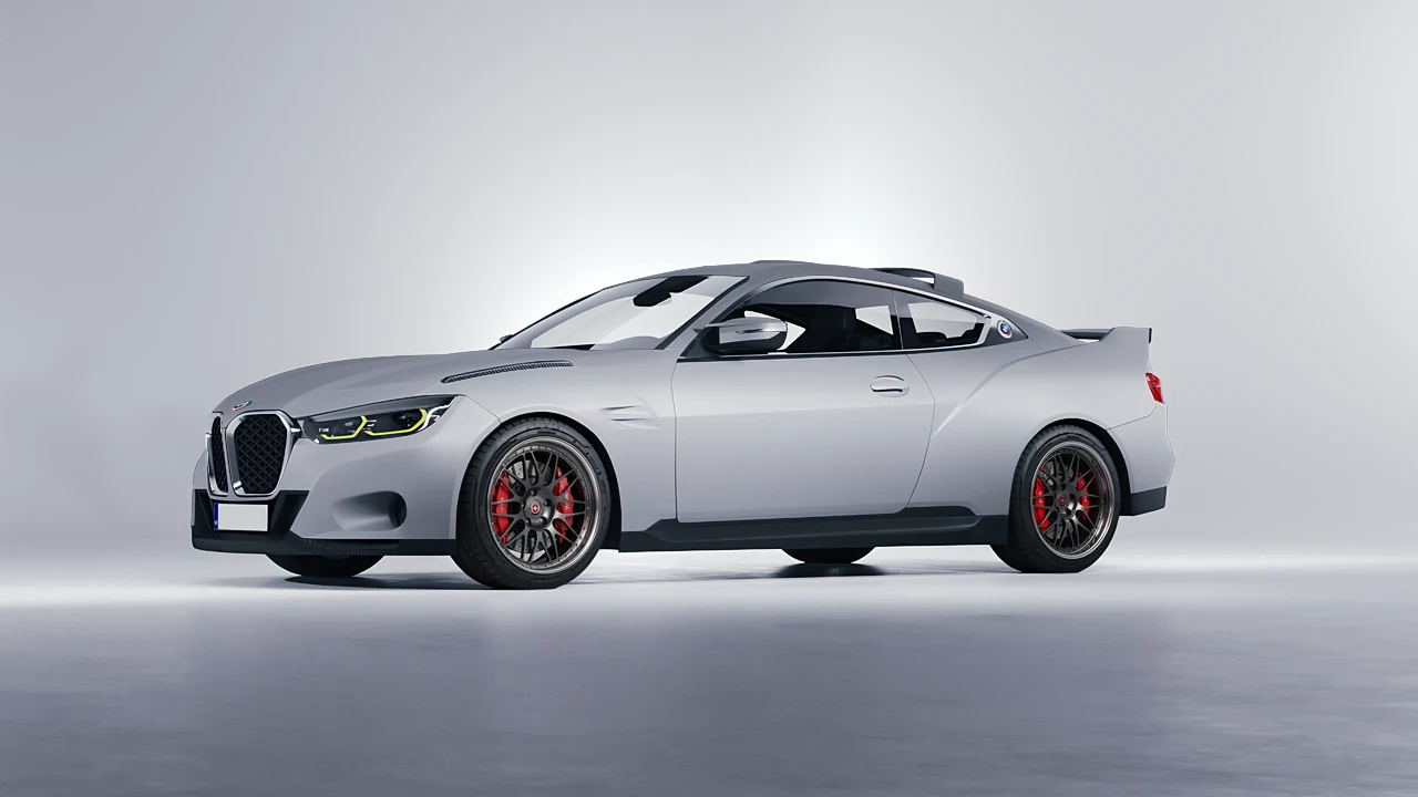 BMW 3.0 CSL 2023 on HRE Performance Wheels 540 forged wheels, front three-quarter view