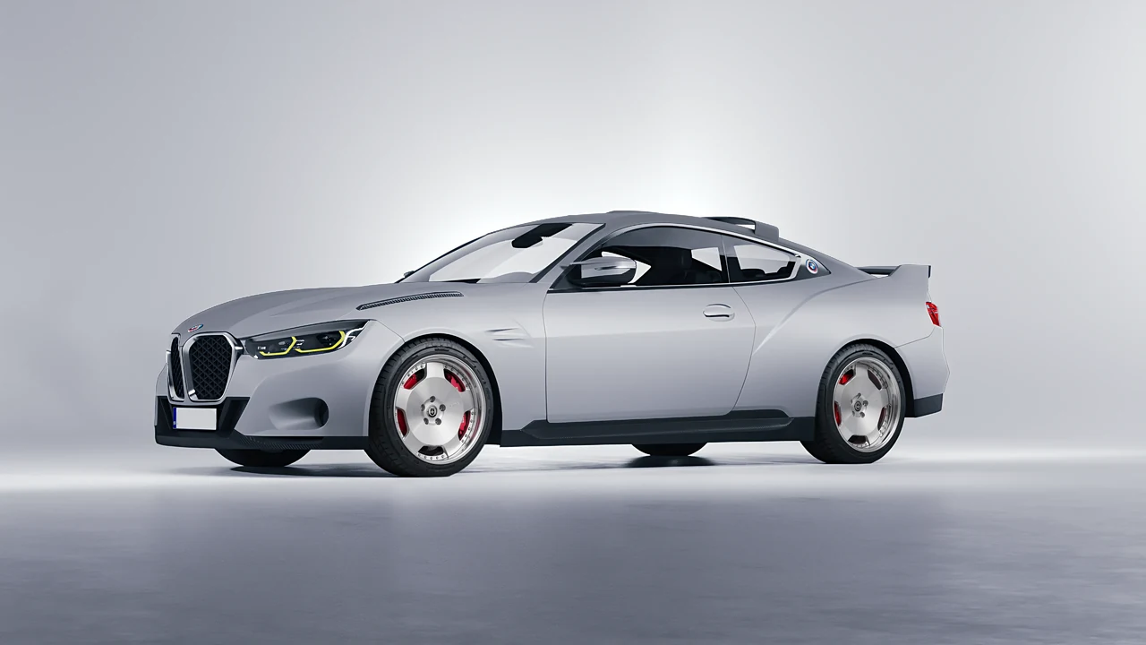 BMW 3.0 CSL 2023 on HRE Performance Wheels 544 forged wheels, front three-quarter view