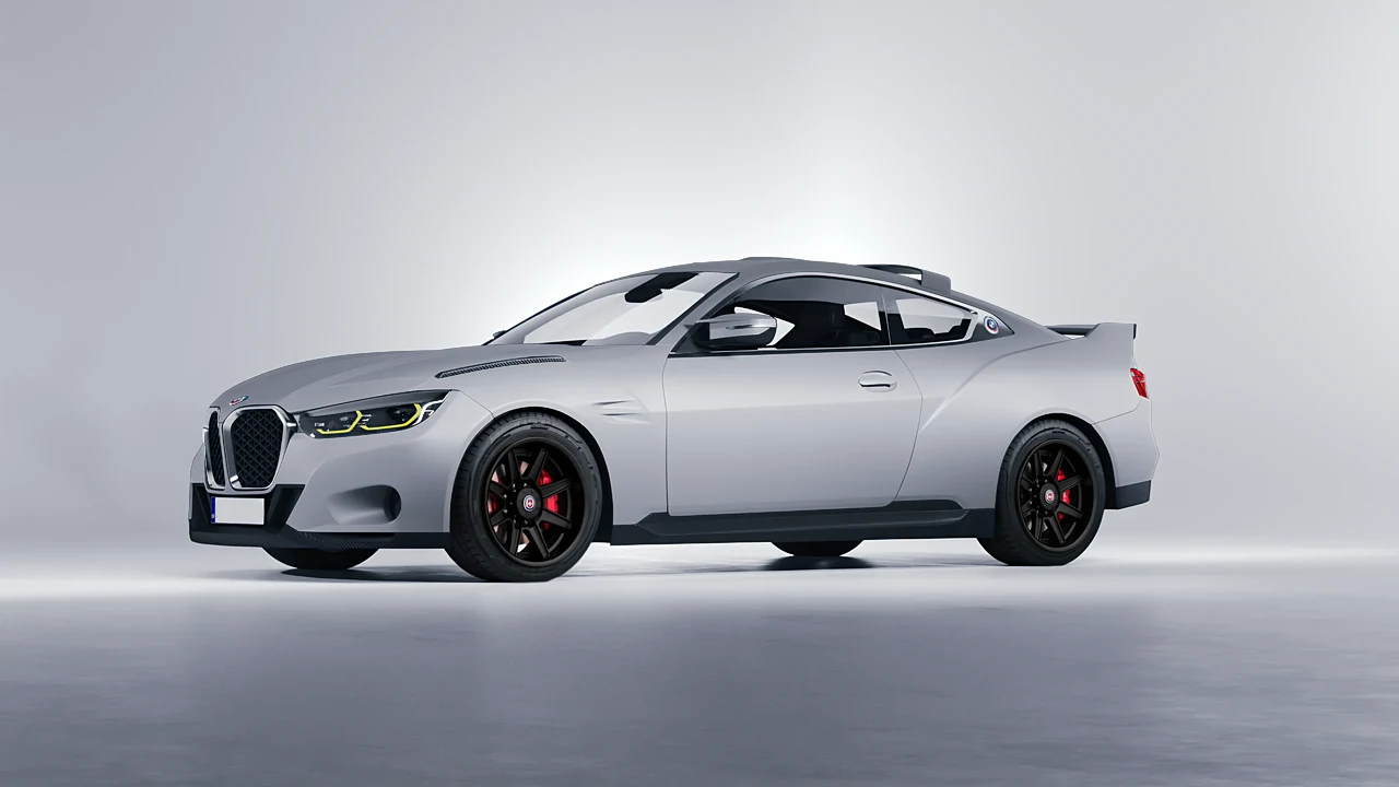 BMW 3.0 CSL 2023 on HRE Performance Wheels HD188H forged wheels, front three-quarter view