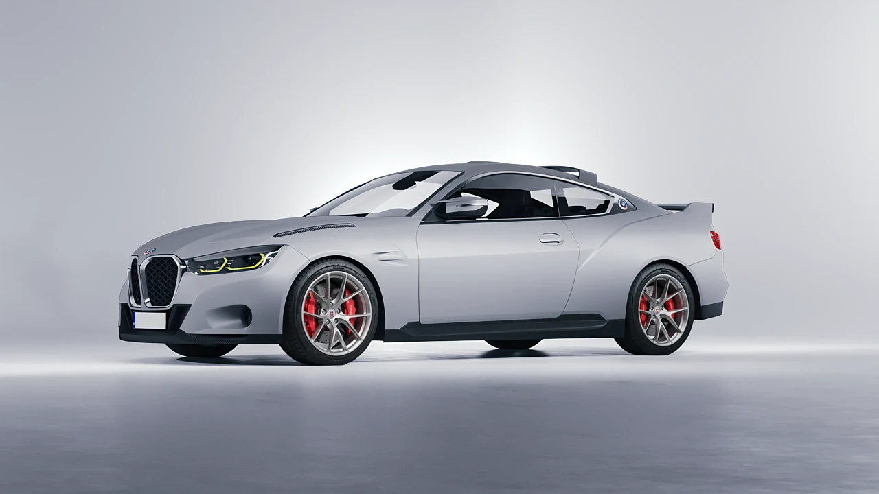 BMW 3.0 CSL 2023 on HRE Performance Wheels P101 forged wheels, front three-quarter view