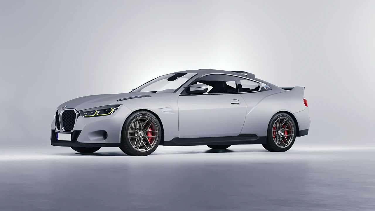 BMW 3.0 CSL 2023 on HRE Performance Wheels P161SC forged wheels, front three-quarter view