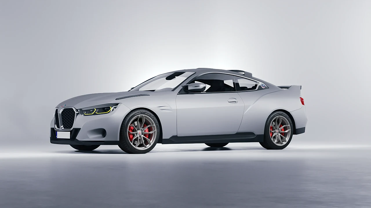 BMW 3.0 CSL 2023 on HRE Performance Wheels P201 forged wheels, front three-quarter view