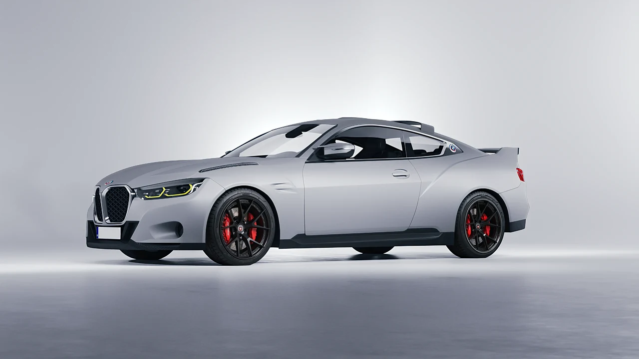 BMW 3.0 CSL 2023 on HRE Performance Wheels S101 forged wheels, front three-quarter view