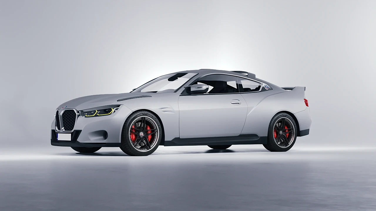 BMW 3.0 CSL 2023 on HRE Performance Wheels S107 forged wheels, front three-quarter view