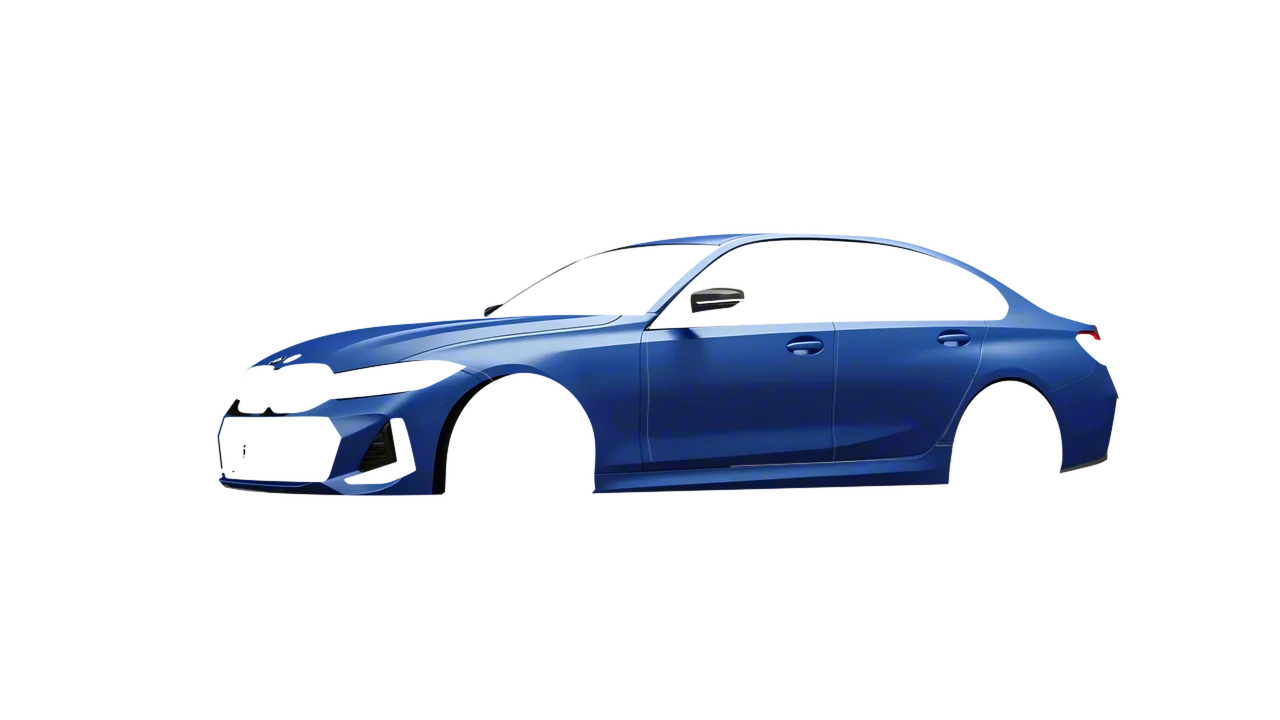 BMW 3 Series 2023 wrapped in Dreamline Blue (Avery Dennison SW900-616-O), front three-quarter view