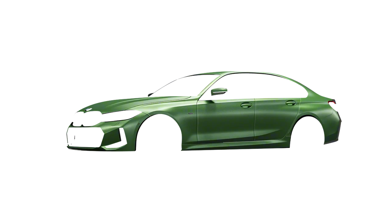 BMW 3 Series 2023 wrapped in Apple Green (Avery Dennison SW900-745-M), front three-quarter view