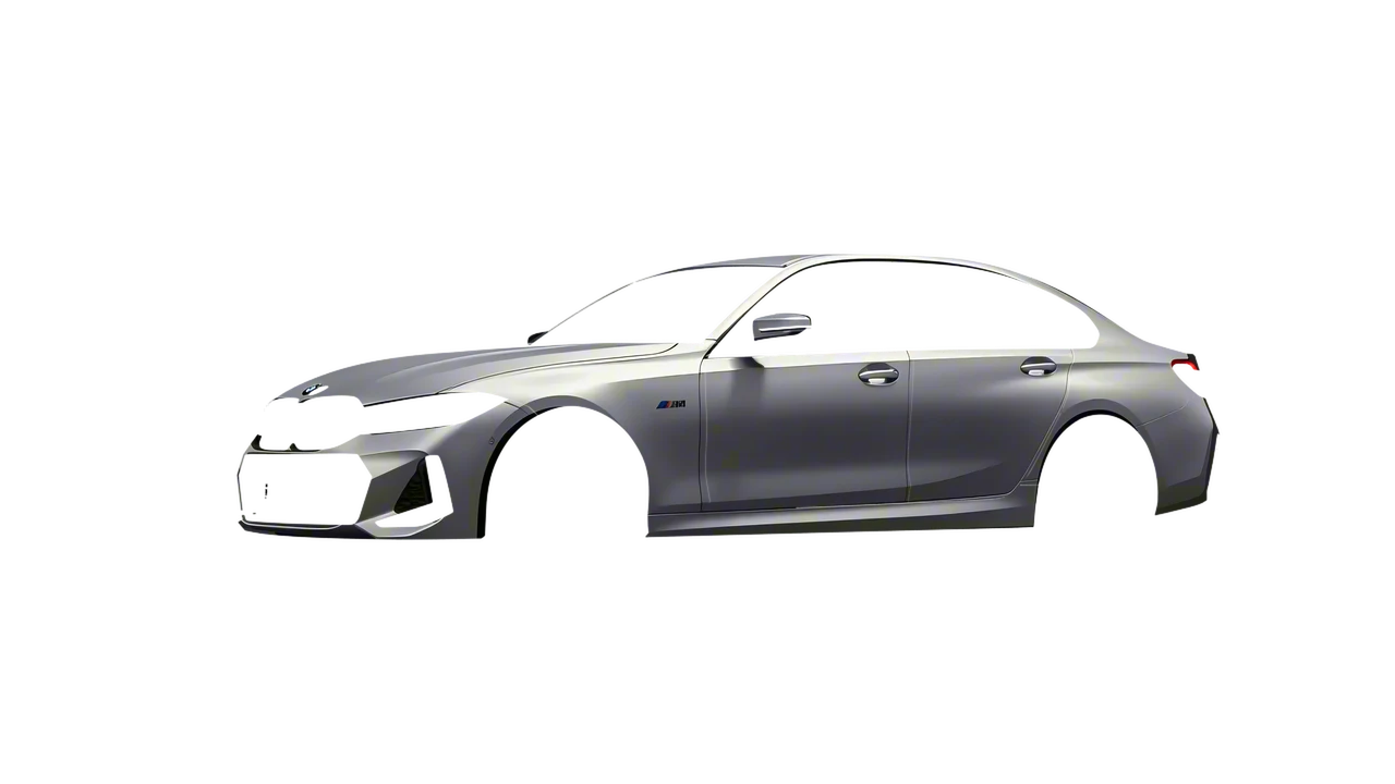 BMW 3 Series 2023 wrapped in Matte Silver (3M M21), front three-quarter view