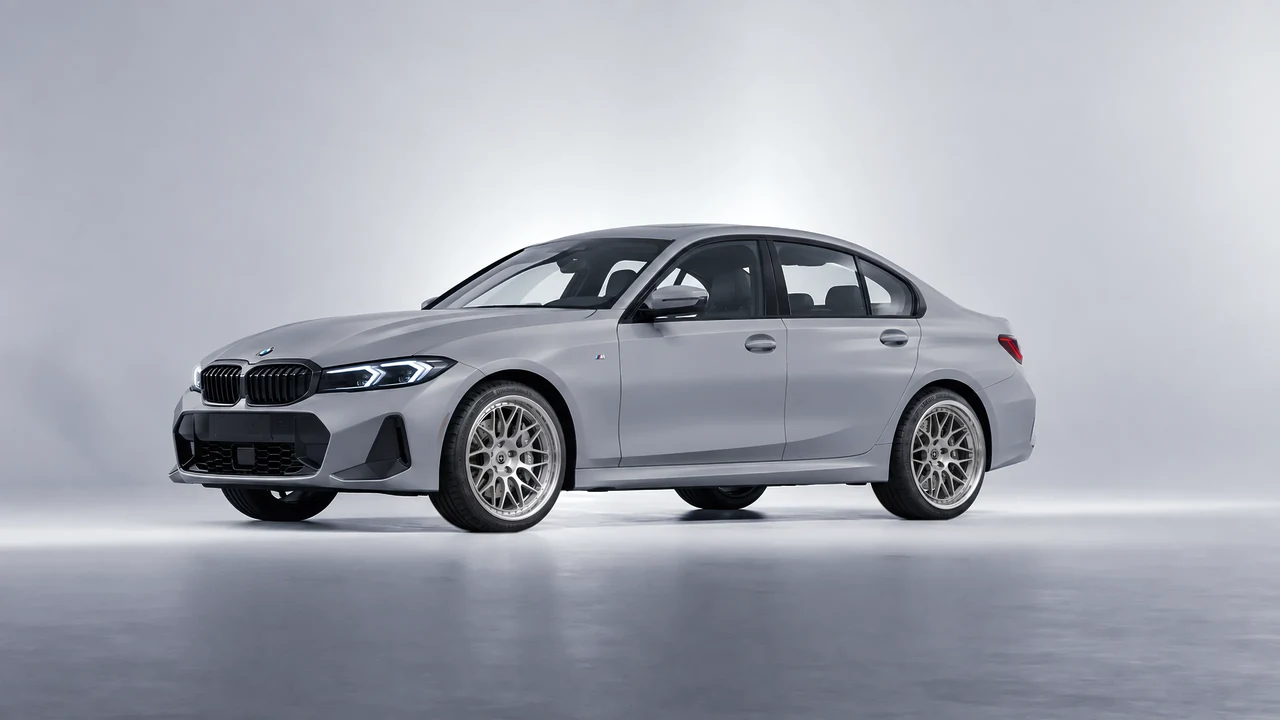BMW 3 Series 2023 on HRE Performance Wheels 300 forged wheels, front three-quarter view