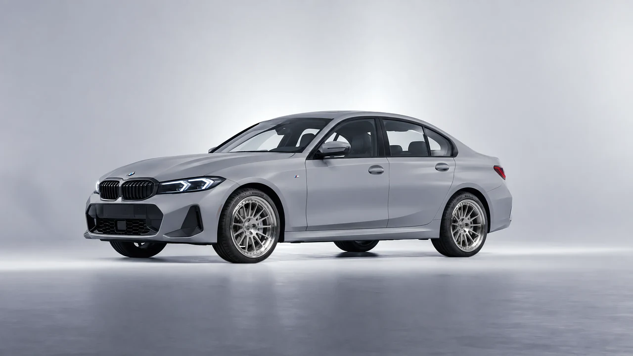 BMW 3 Series 2023 on HRE Performance Wheels 303 forged wheels, front three-quarter view