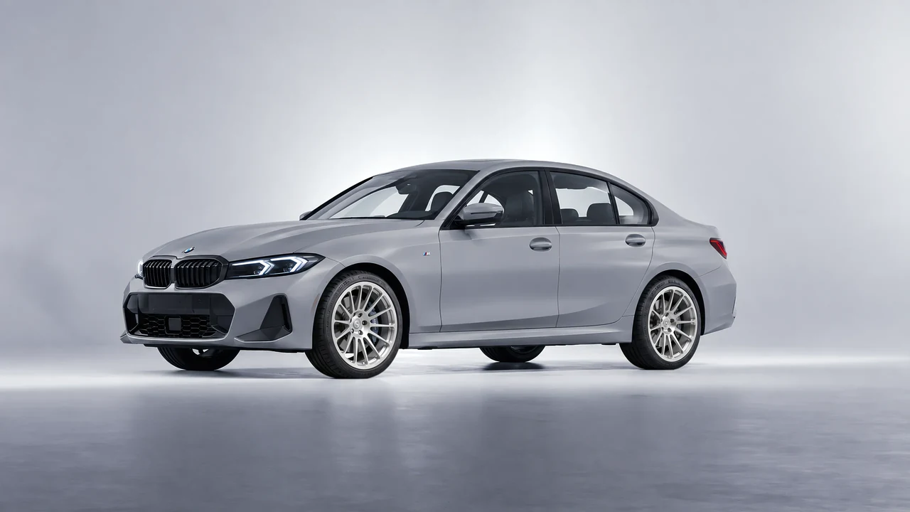BMW 3 Series 2023 on HRE Performance Wheels 303M forged wheels, front three-quarter view