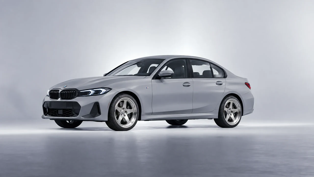 BMW 3 Series 2023 on HRE Performance Wheels 305 forged wheels, front three-quarter view