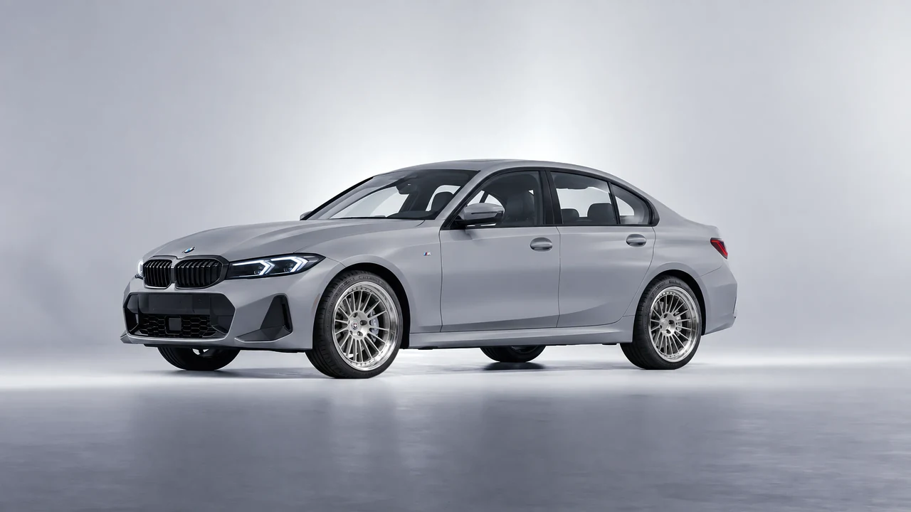 BMW 3 Series 2023 on HRE Performance Wheels 309 forged wheels, front three-quarter view