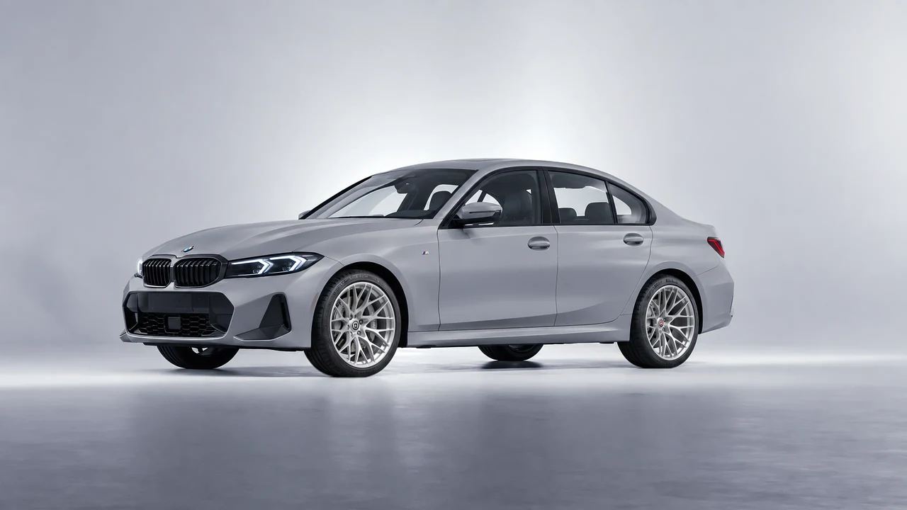 BMW 3 Series 2023 on HRE Performance Wheels 520M forged wheels, front three-quarter view
