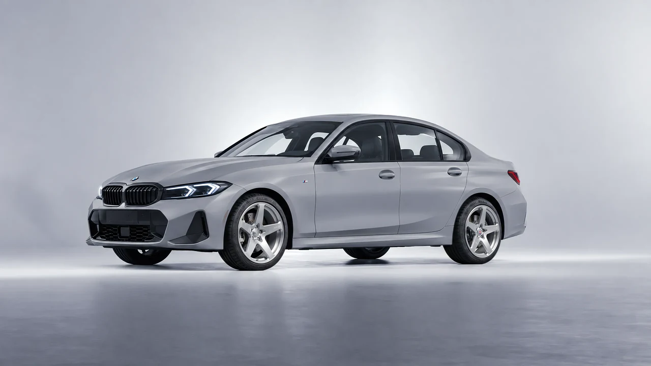 BMW 3 Series 2023 on HRE Performance Wheels 527M forged wheels, front three-quarter view