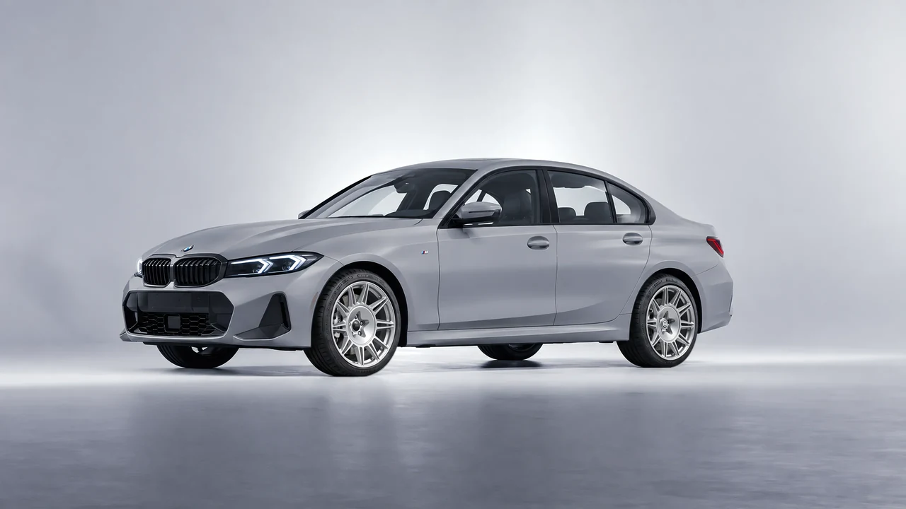 BMW 3 Series 2023 on HRE Performance Wheels 528M forged wheels, front three-quarter view