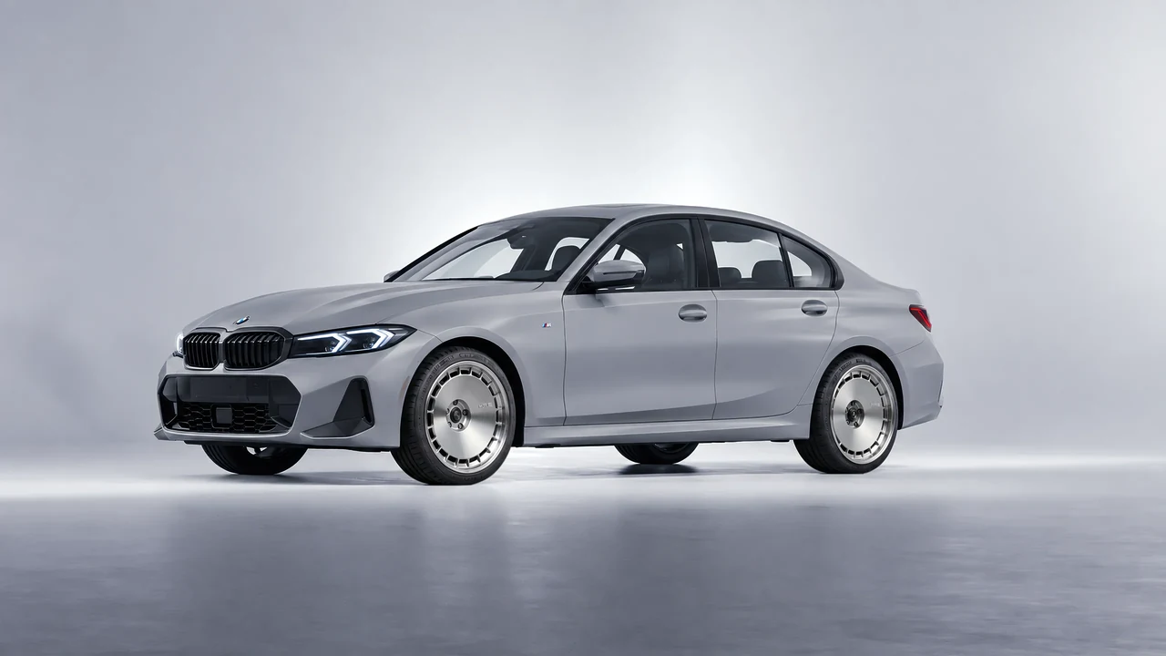 BMW 3 Series 2023 on HRE Performance Wheels 935 forged wheels, front three-quarter view