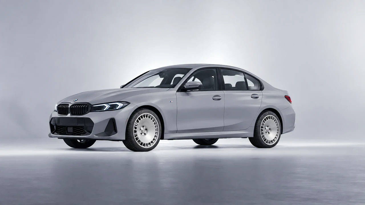 BMW 3 Series 2023 on HRE Performance Wheels 935M forged wheels, front three-quarter view