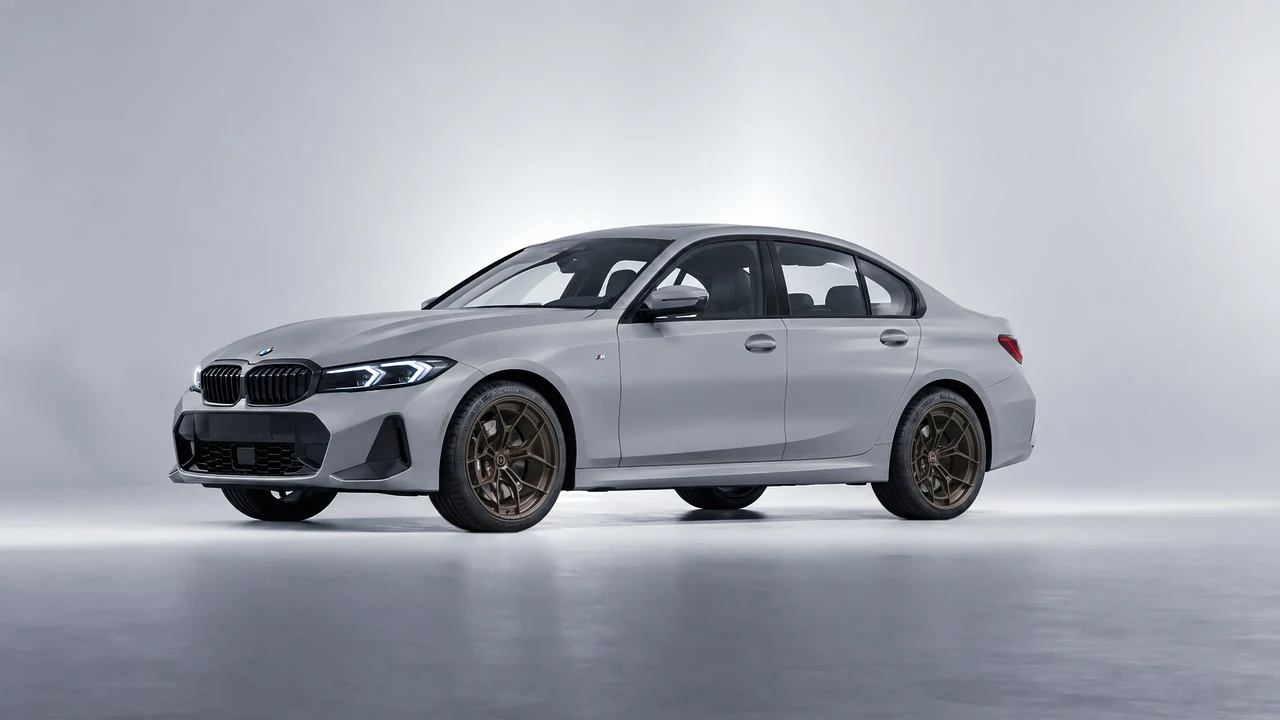 BMW 3 Series 2023 on HRE Performance Wheels P301 forged wheels, front three-quarter view