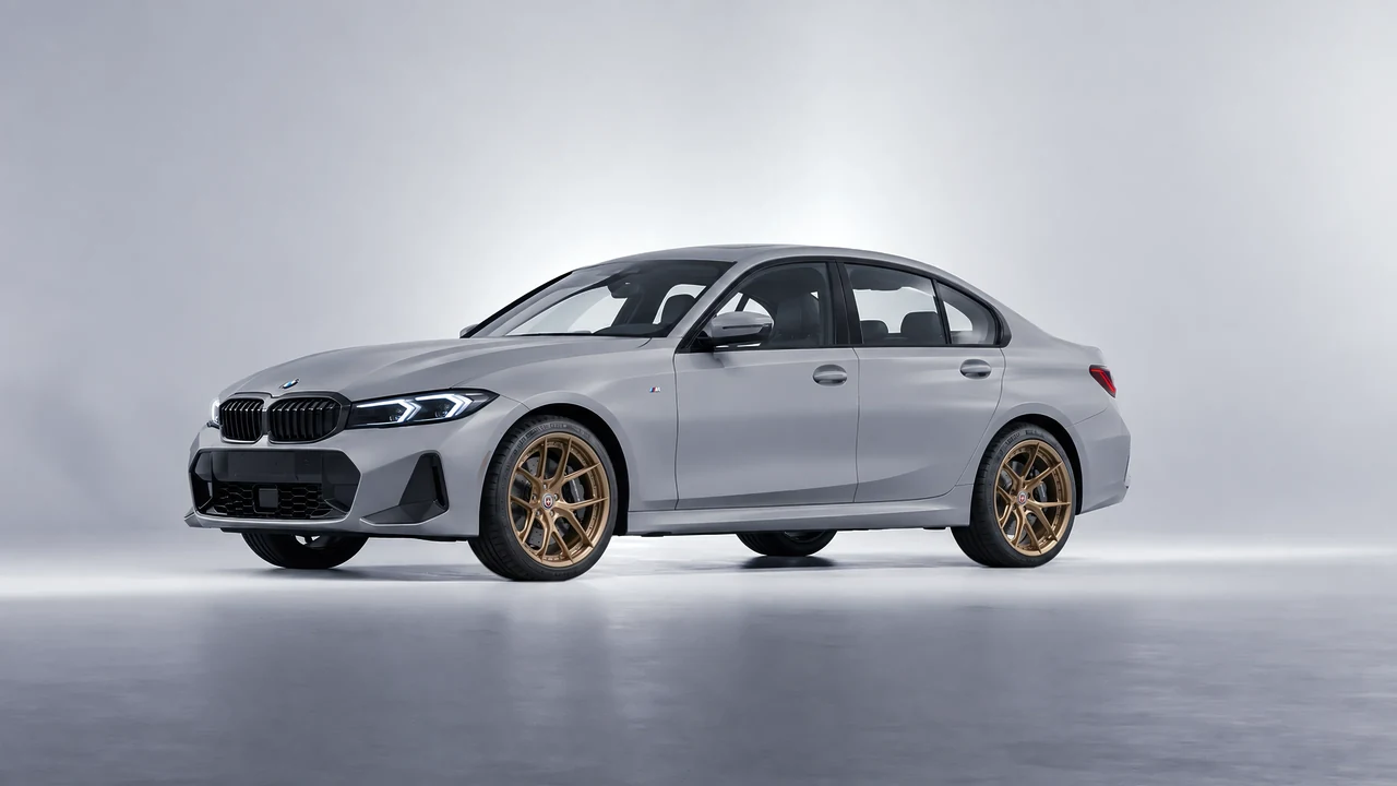 BMW 3 Series 2023 on HRE Performance Wheels S101SC forged wheels, front three-quarter view