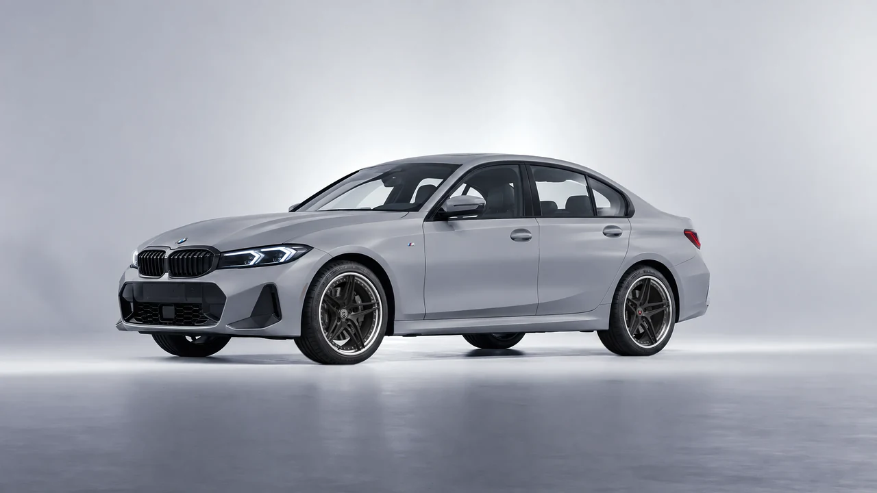 BMW 3 Series 2023 on HRE Performance Wheels S107 forged wheels, front three-quarter view