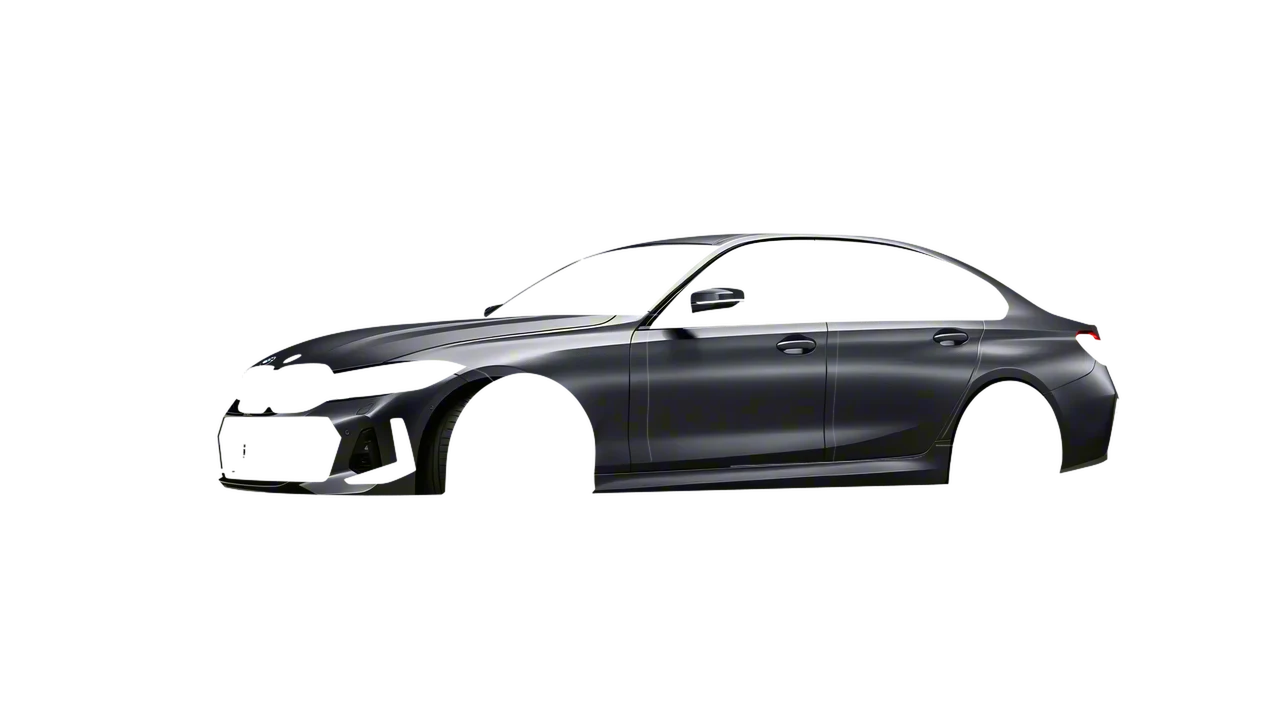 BMW 3 Series 2023 wrapped in Black Rock Grey (Avery Dennison SW900-823-M), front three-quarter view