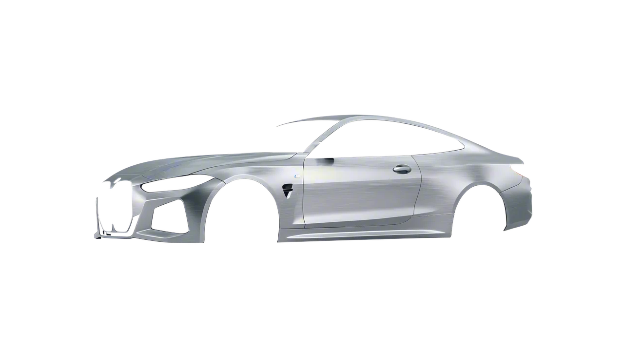 BMW 4 Series Coupe 2024 wrapped in Brushed Aluminum (Avery Dennison SW900-812-X), front three-quarter view