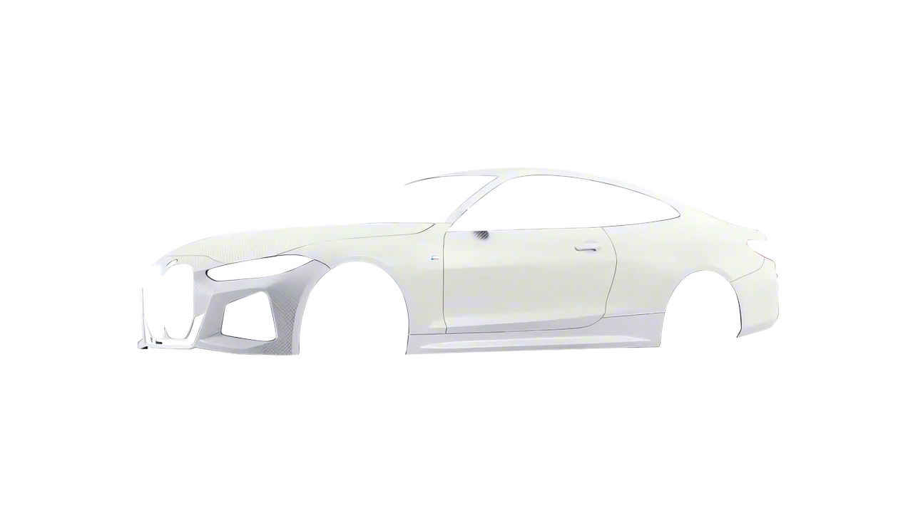 BMW 4 Series Coupe 2024 wrapped in Carbon Fiber White (Avery Dennison SW900-115-X), front three-quarter view