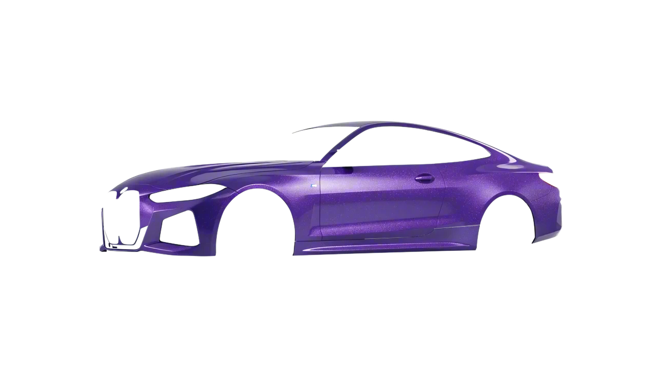 BMW 4 Series Coupe 2024 wrapped in Purple (Avery Dennison SW900-587-D), front three-quarter view
