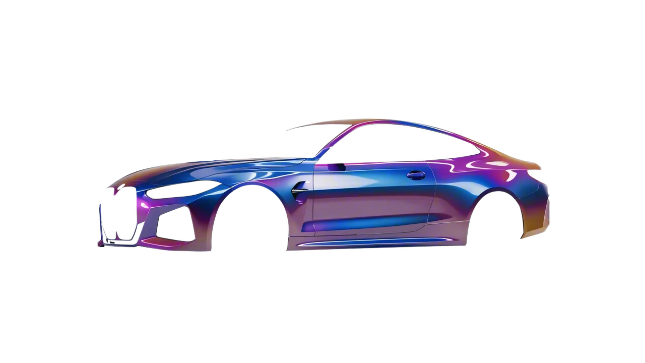 BMW 4 Series Coupe 2024 wrapped in Gloss Flip Deep Space (3M GP278), front three-quarter view