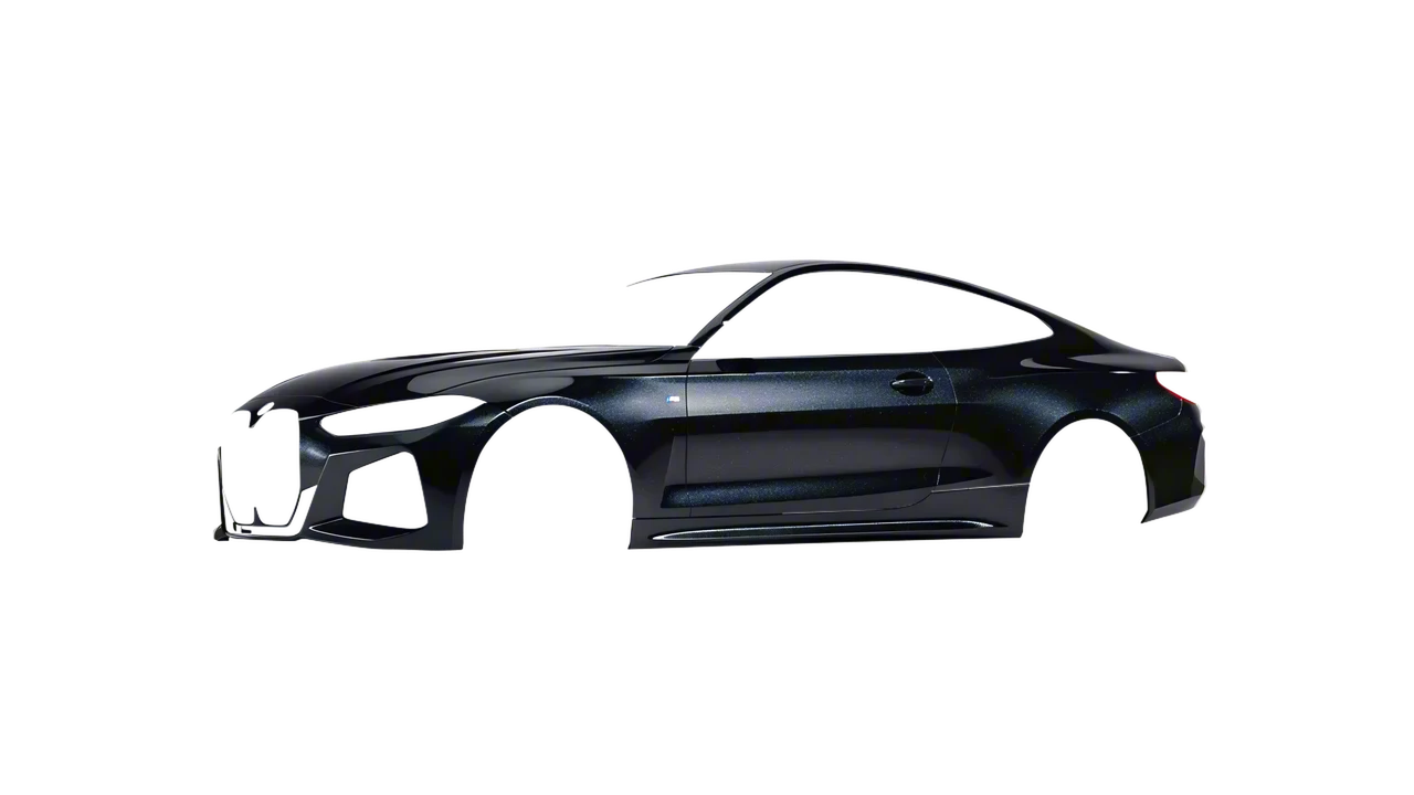 BMW 4 Series Coupe 2024 wrapped in Mystery Black (Avery Dennison SW900-184-M), front three-quarter view