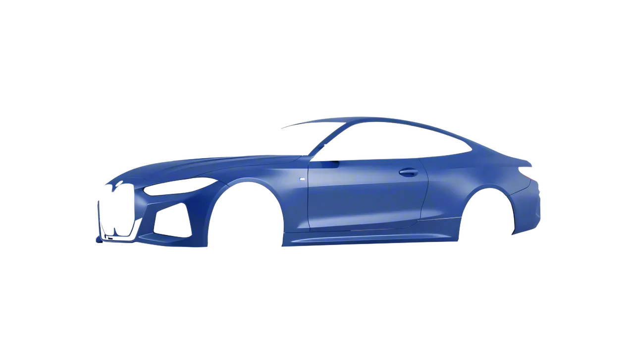 BMW 4 Series Coupe 2024 wrapped in Dreamline Blue (Avery Dennison SW900-616-O), front three-quarter view