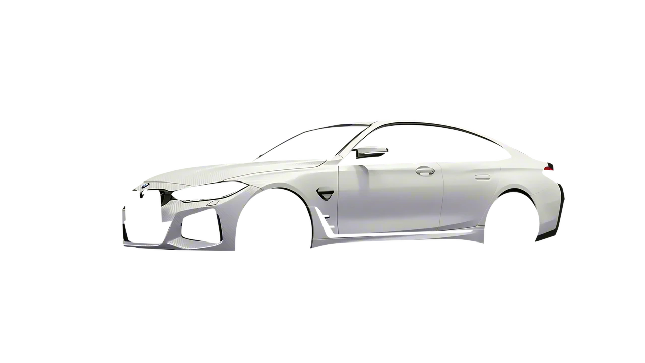 BMW 4 Series Grand Coupe 2024 wrapped in Carbon Fiber White (Avery Dennison SW900-115-X), front three-quarter view