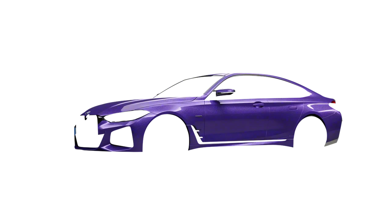 BMW 4 Series Grand Coupe 2024 wrapped in Purple (Avery Dennison SW900-587-D), front three-quarter view