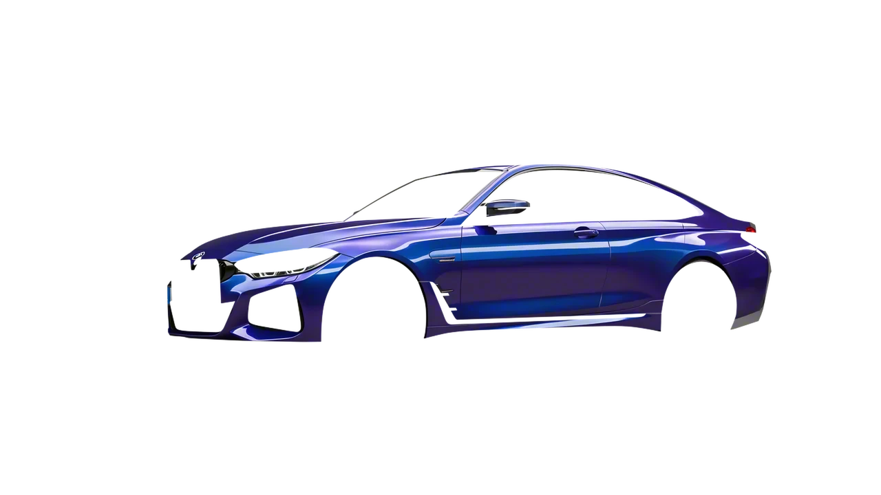 BMW 4 Series Grand Coupe 2024 wrapped in Gloss Flip Deep Space (3M GP278), front three-quarter view