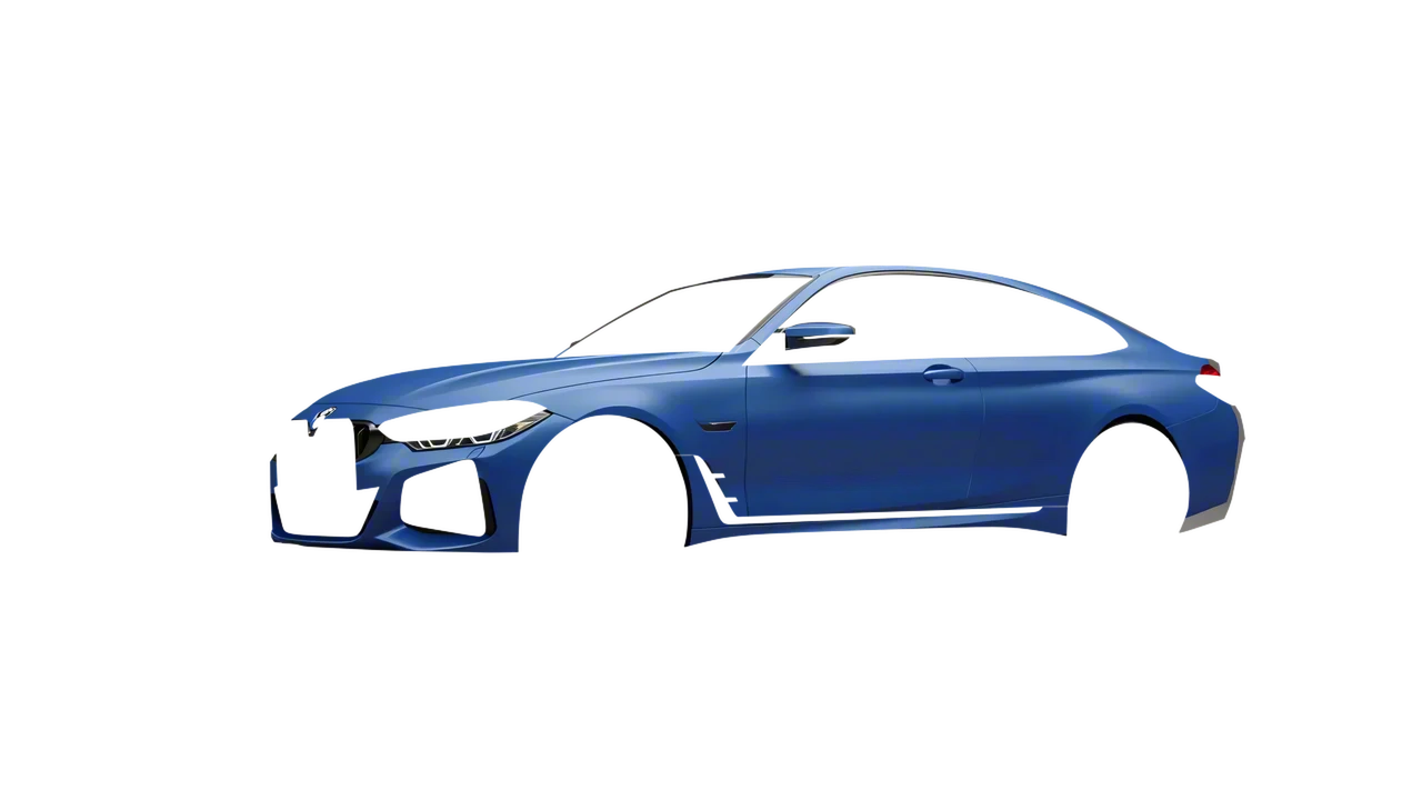 BMW 4 Series Grand Coupe 2024 wrapped in Dreamline Blue (Avery Dennison SW900-616-O), front three-quarter view