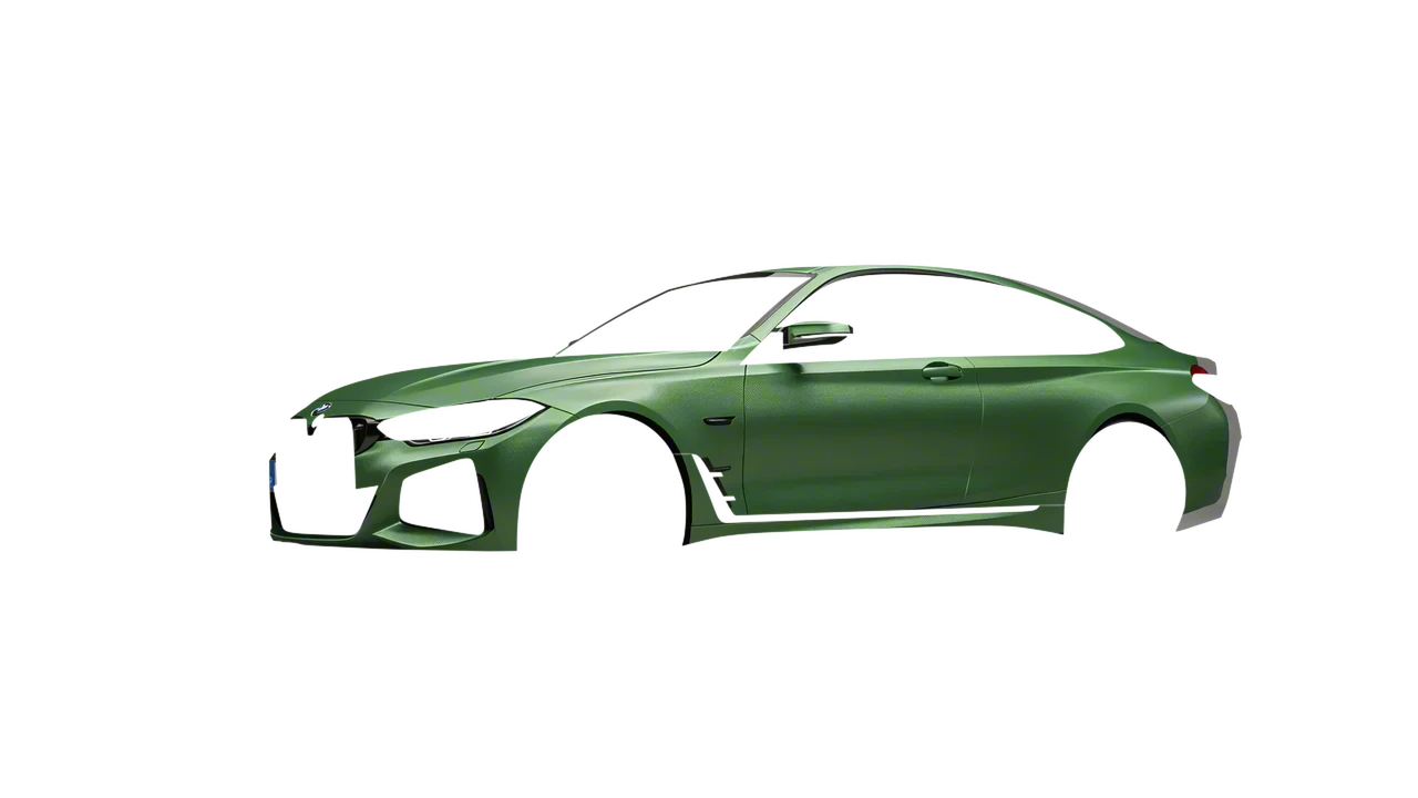 BMW 4 Series Grand Coupe 2024 wrapped in Apple Green (Avery Dennison SW900-745-M), front three-quarter view
