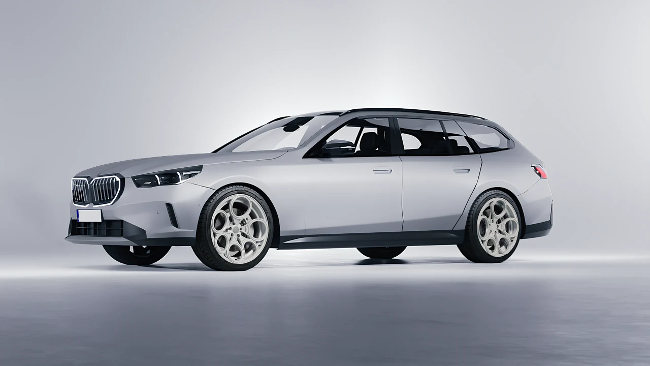 BMW 5 Series Touring 2024 on RDB LA Revolver forged wheels, front three-quarter view