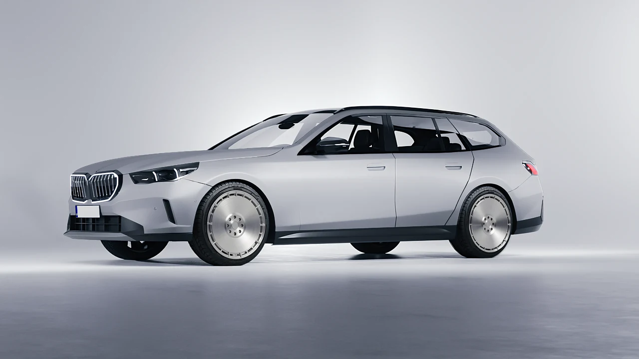 BMW 5 Series Touring 2024 on RDB LA Zero forged wheels, front three-quarter view