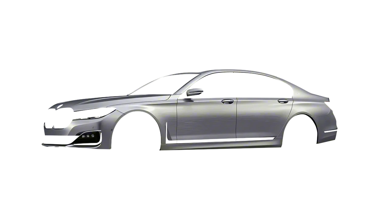 BMW 7 Series 2022 wrapped in Brushed Aluminum (Avery Dennison SW900-812-X), front three-quarter view