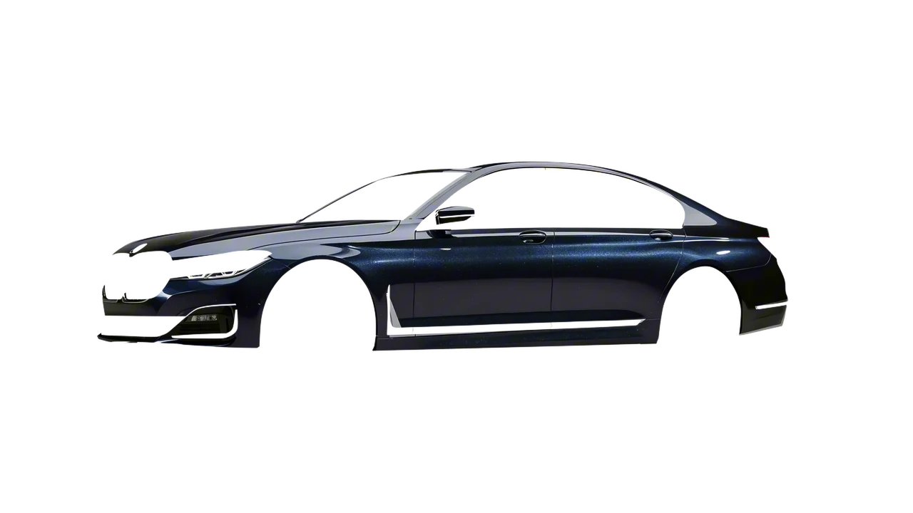 BMW 7 Series 2022 wrapped in Mystery Black (Avery Dennison SW900-184-M), front three-quarter view