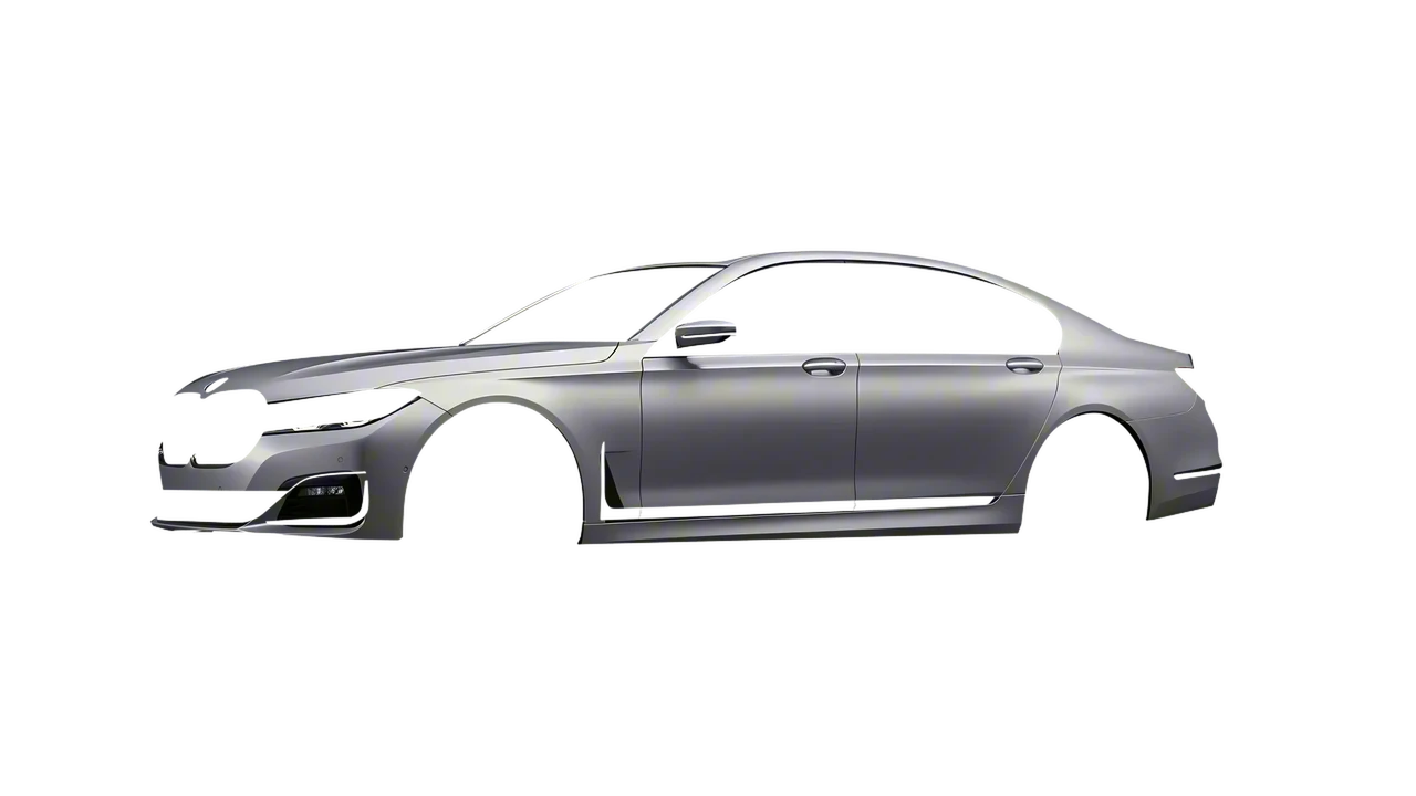 BMW 7 Series 2022 wrapped in Matte Silver (3M M21), front three-quarter view