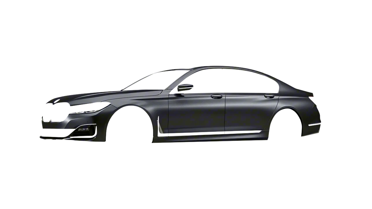 BMW 7 Series 2022 wrapped in Black Rock Grey (Avery Dennison SW900-823-M), front three-quarter view