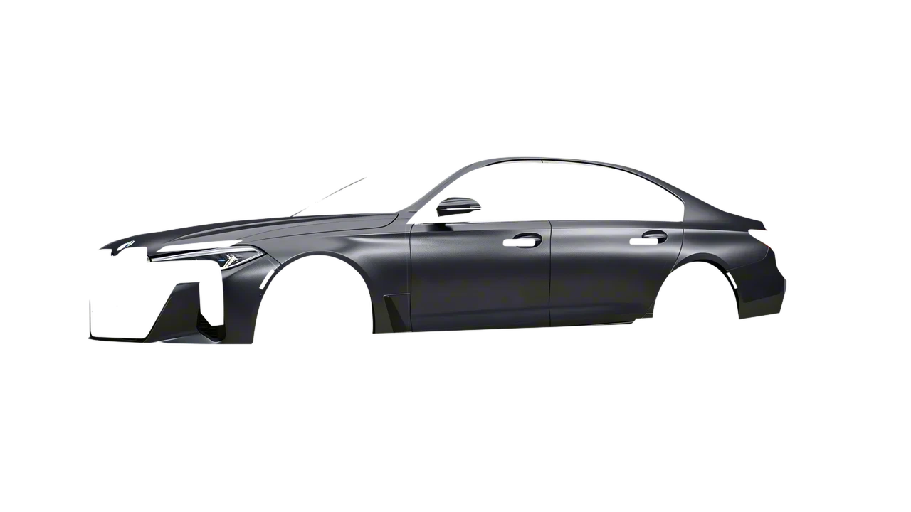 BMW 7 Series 2023 wrapped in Black Rock Grey (Avery Dennison SW900-823-M), front three-quarter view