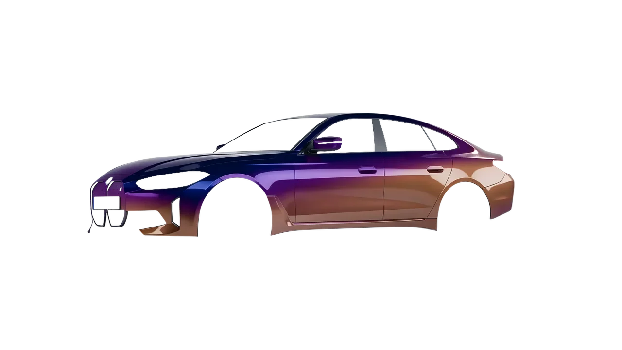 BMW i4 2022 wrapped in Gloss Flip Deep Space (3M GP278), front three-quarter view