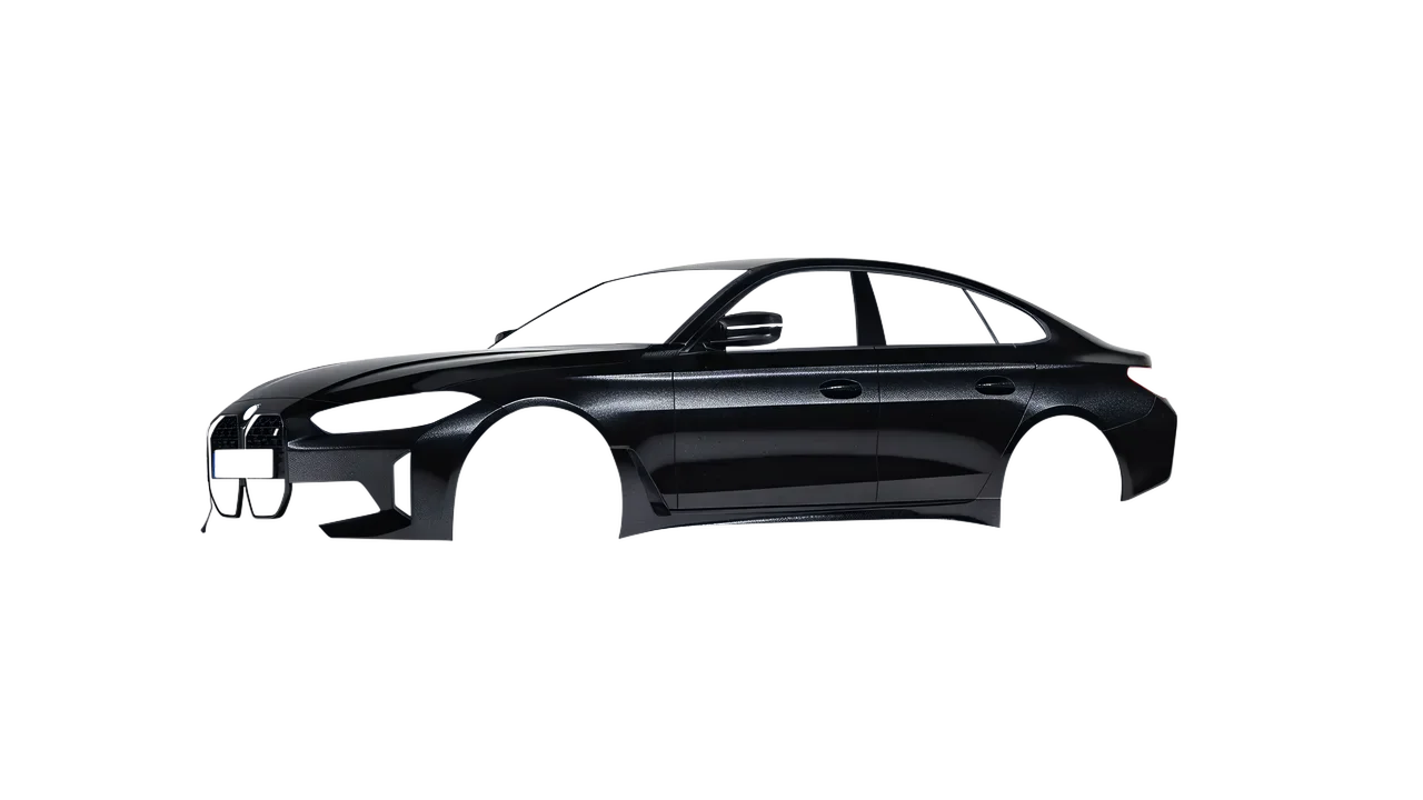 BMW i4 2022 wrapped in Mystery Black (Avery Dennison SW900-184-M), front three-quarter view