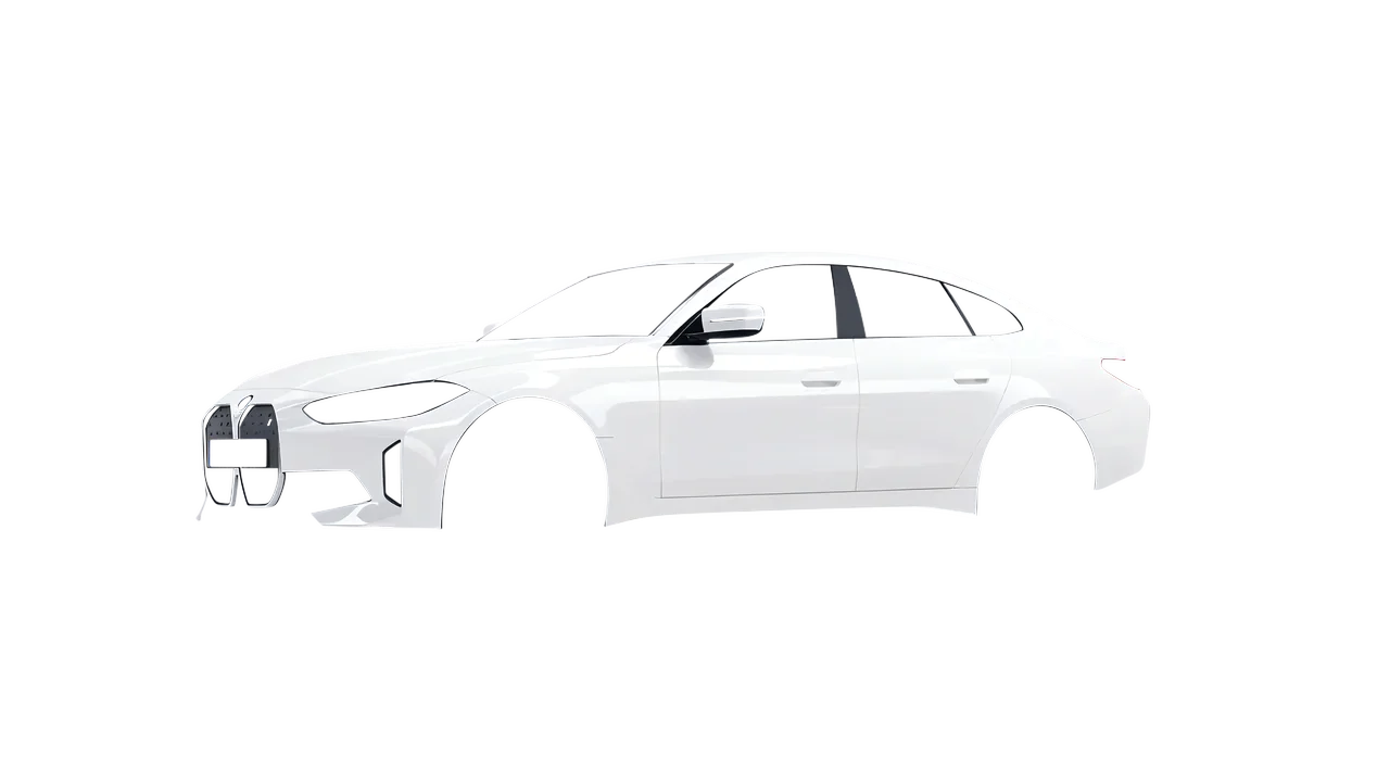 BMW i4 2022 wrapped in Gloss White (3M G10), front three-quarter view