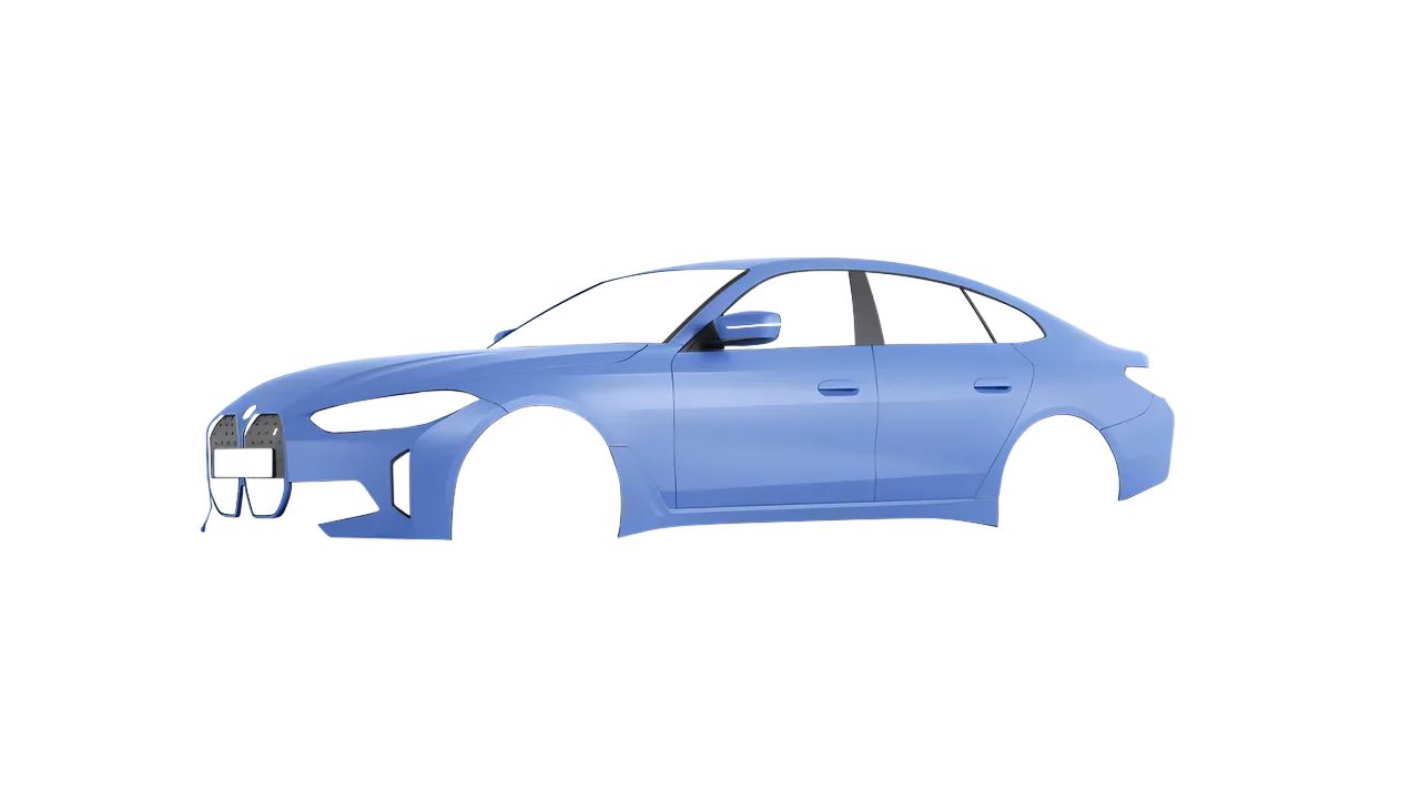 BMW i4 2022 wrapped in Dreamline Blue (Avery Dennison SW900-616-O), front three-quarter view