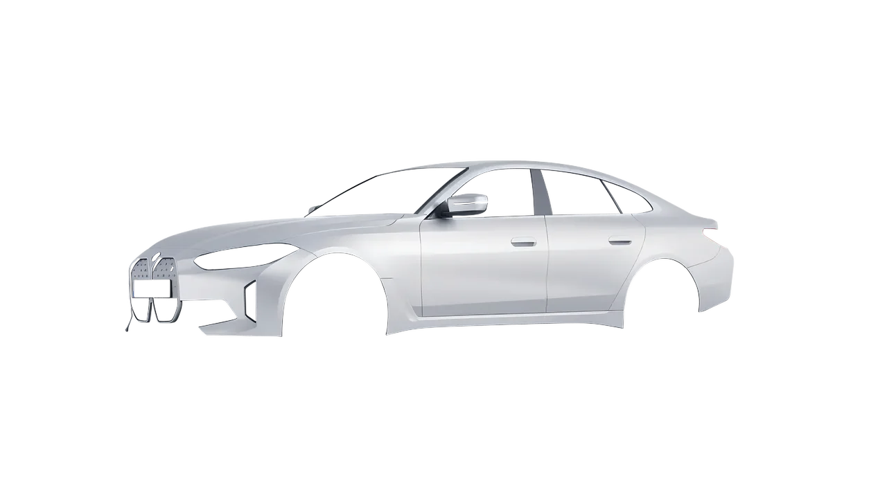 BMW i4 2022 wrapped in Matte Silver (3M M21), front three-quarter view